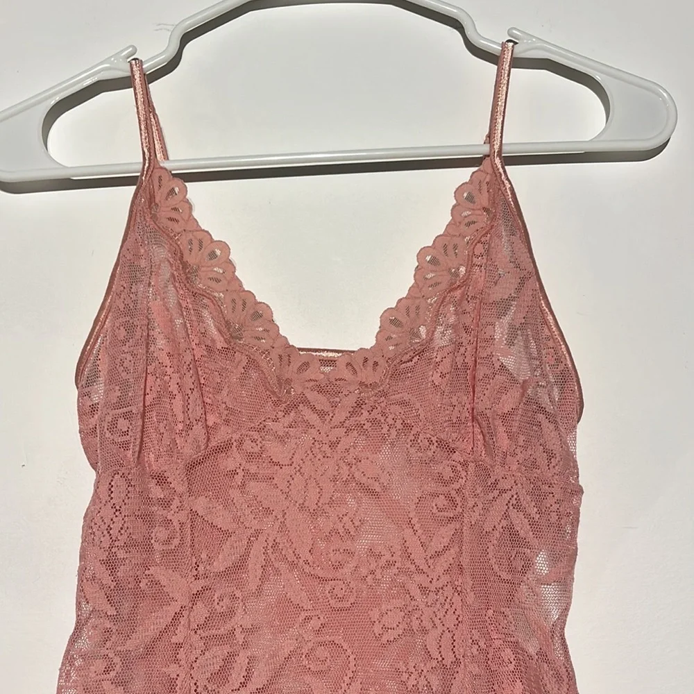 Boutique Pink Lace Mesh Slip Dress Size M - Picture 2 of 7